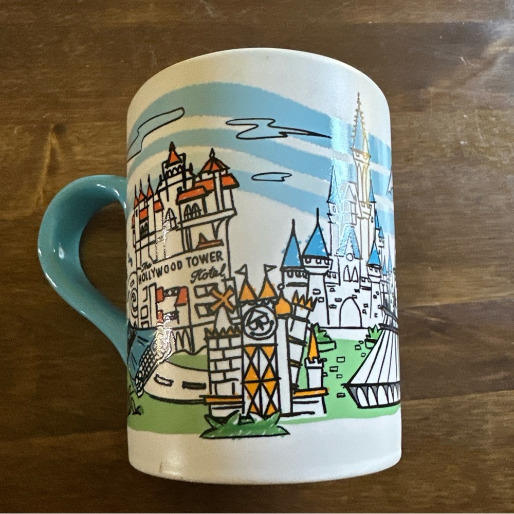 WALT DISNEY WORLD Coffee Mug Skyline 4 Parks Epcot Hollywood Tower Magic Kingdom